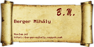 Berger Mihály névjegykártya